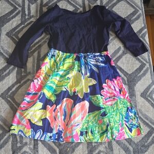 Lilly Pulitzer Navy and Multicolor Floral Kids Dress